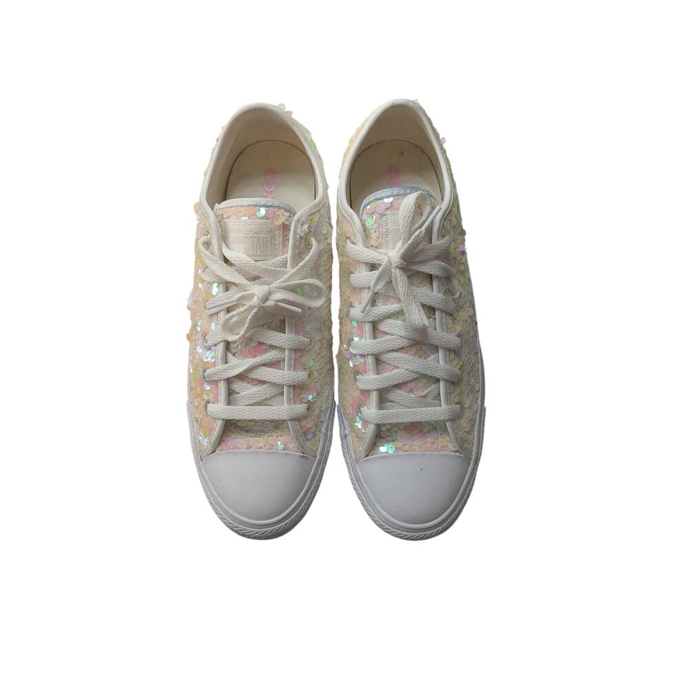 Converse Chuck Taylor All Star Iridescent Sequin Sneakers Size 9 White Fairycore